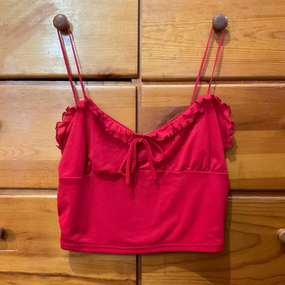 Red ruffle crop top.